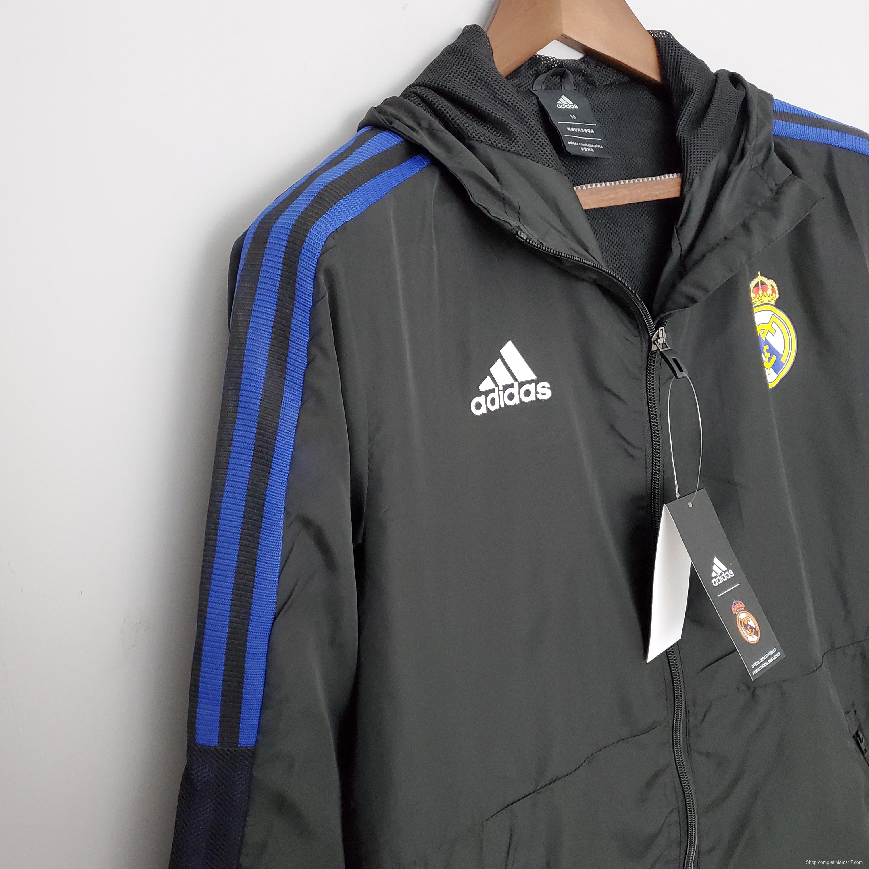 2022 Real Madrid Windbreaker Black Soccer Jersey