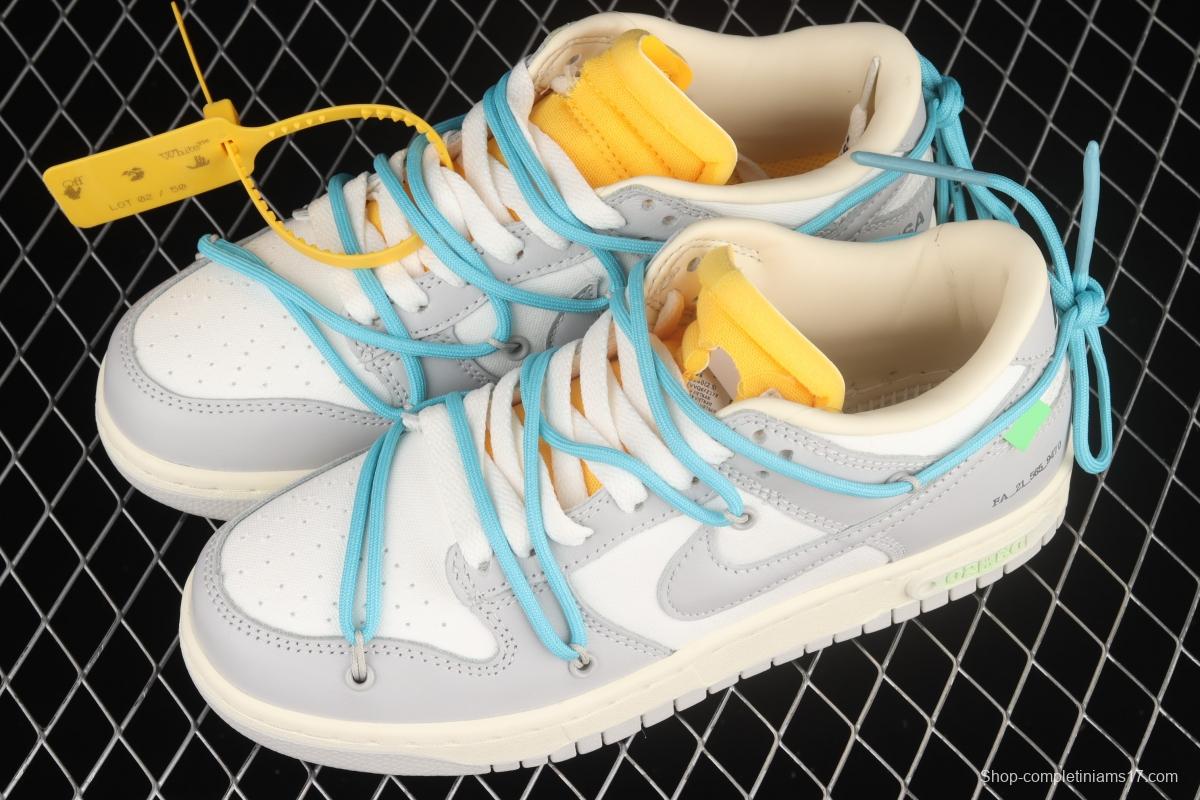 OFF-White x NIKE DUNK Low OW white gray leisure sports skateboard shoes DM1602-115