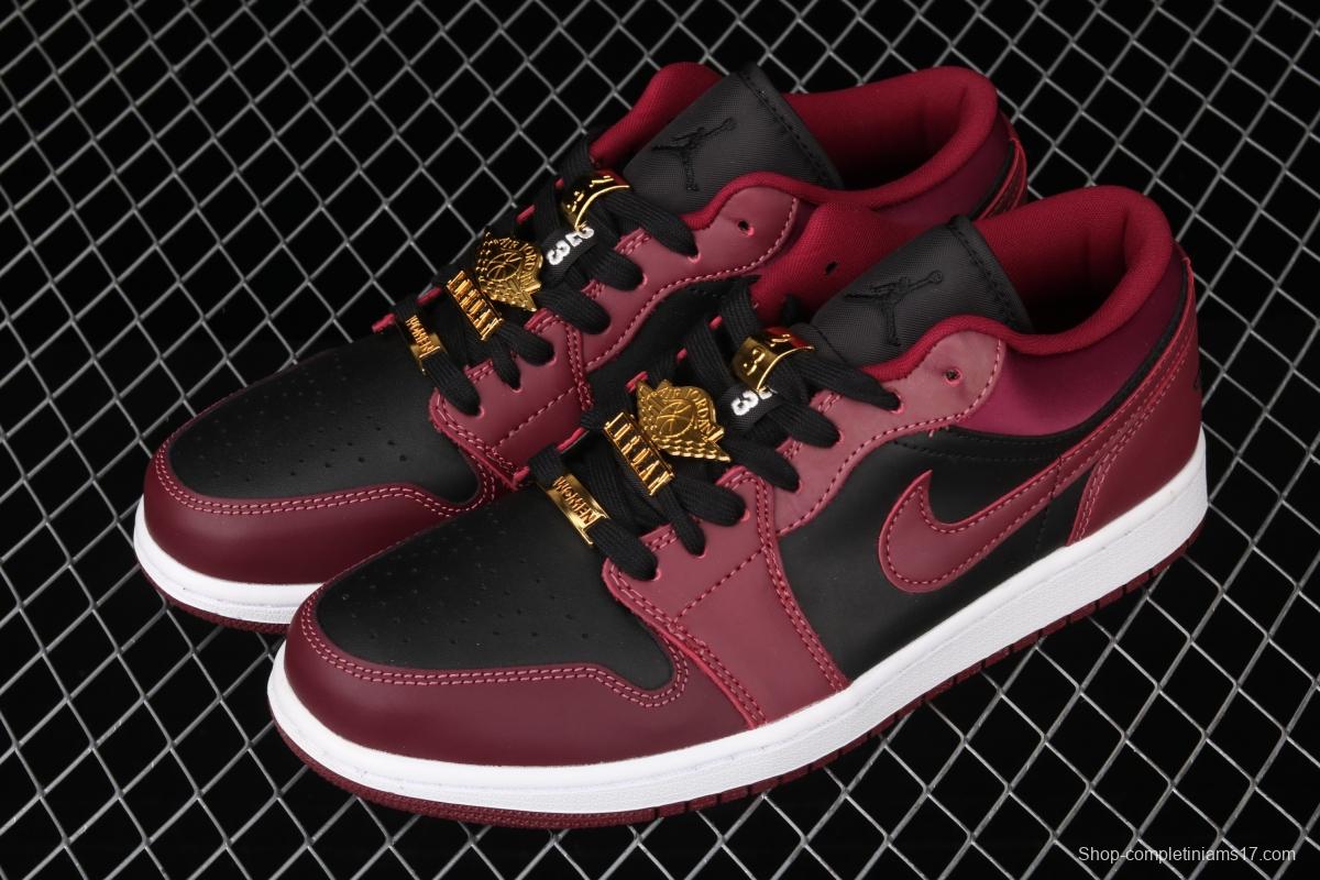 Air Jordan1 Low Black Wine Red Metal Flying Wings reverse low Top Basketball shoes DB6491-600