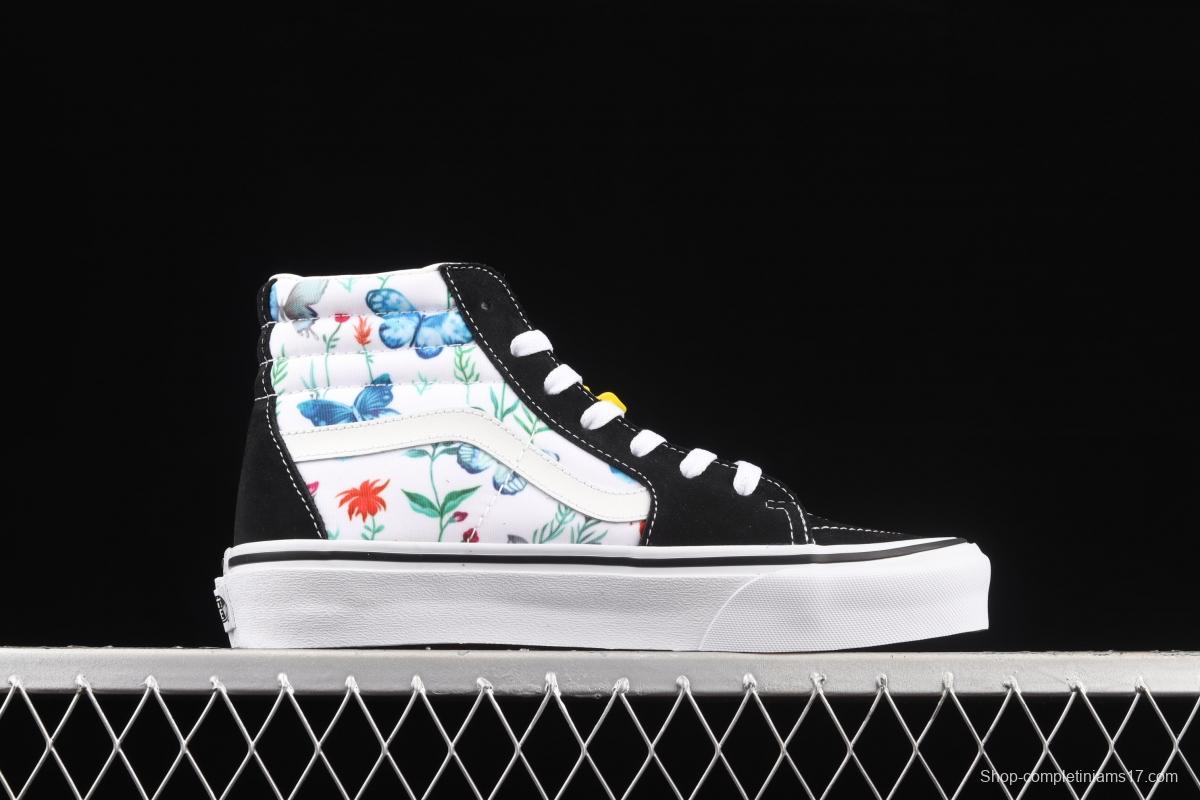 Vans Sk8-Hi butterfly pattern drawing high-top casual board shoes VN0A5HXVUCO