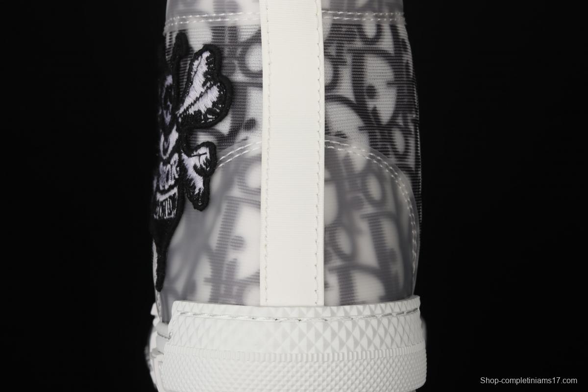 Authentic Dior B23 Oblique High Top Sneakers Dior CD ghosting high upper board shoes 3SH118YJR 063 White/Black