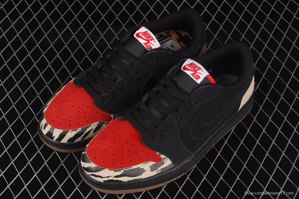 Air Jordan 1 Low Carnivore predator theme black and red low-side cultural board shoes DN3400-001