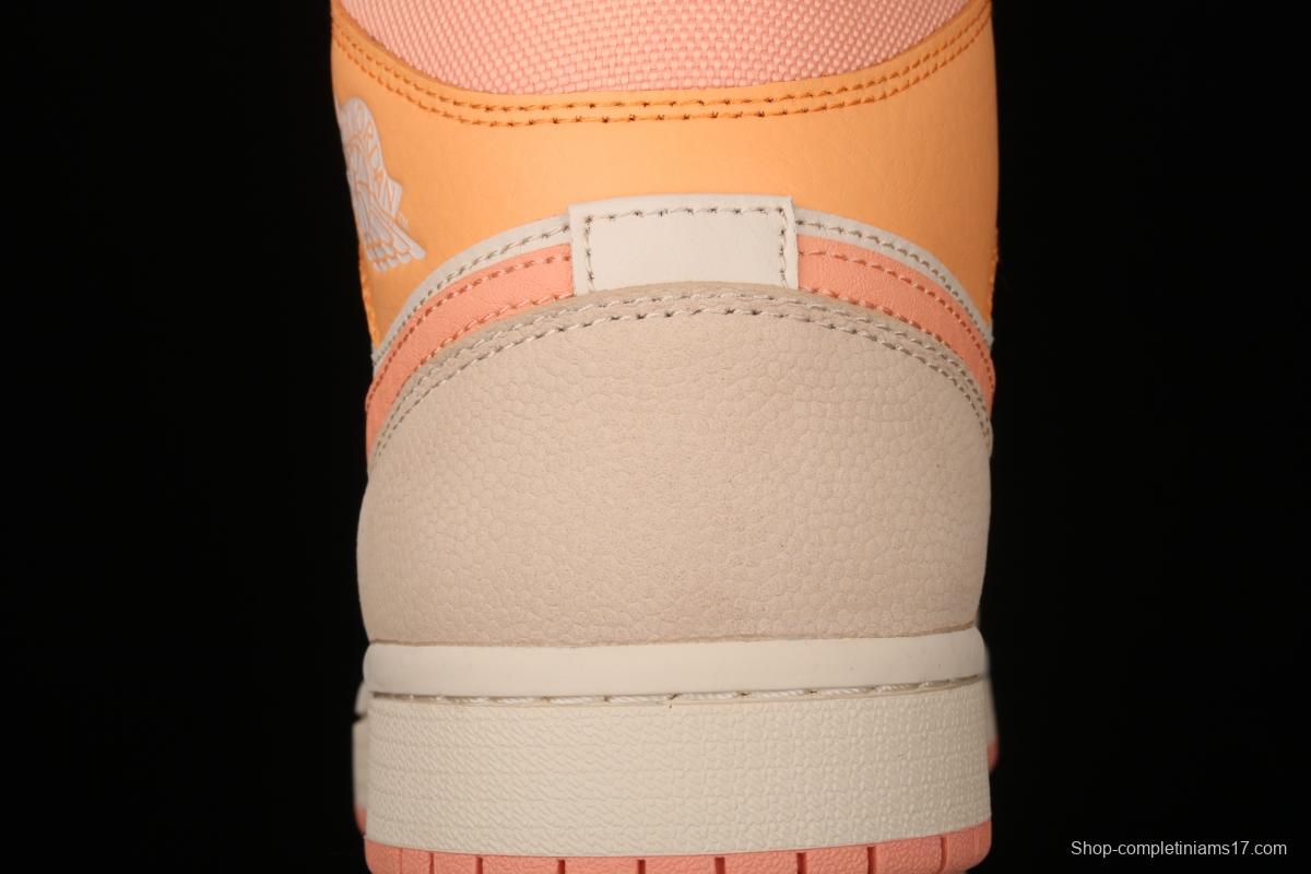 Air Jordan 1 Mid SE Zhongbang Orange Powder splicing Zhongbang Leisure Sports Board shoes DH4270-800