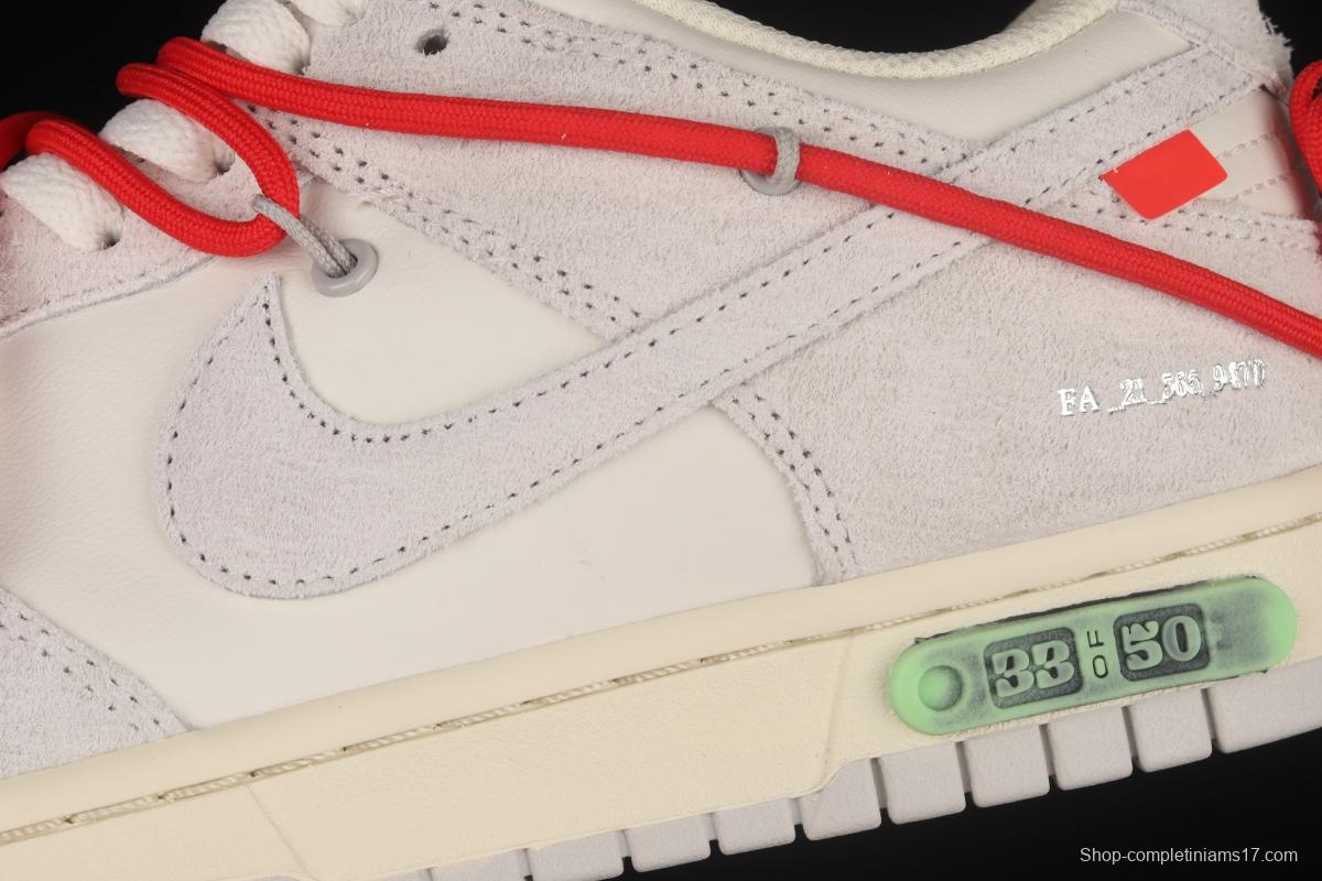 OFF-White x NIKE DUNK Low OW white gray leisure sports skateboard shoes DJ0950-118
