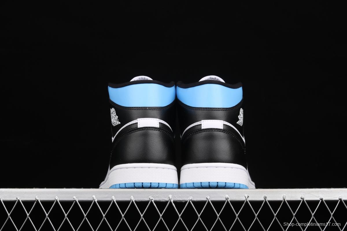 Air Jordan 1 Mid SE black, white and blue BQ6472-102