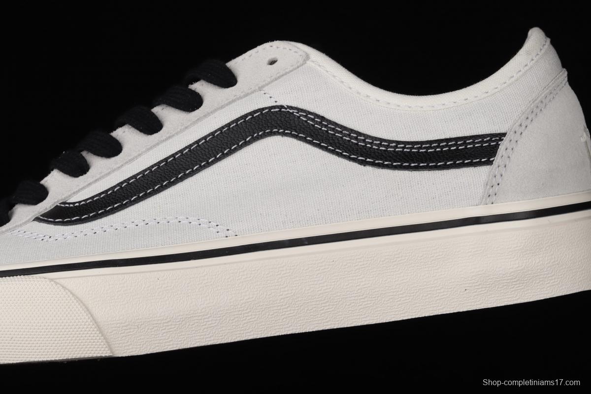 Vans Style 36 million gray rice white side stripes low-edge sports board shoes VN0A3MVLXGL