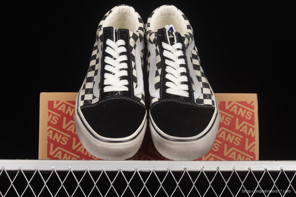 Vans Old Skool DX Anaheim black and white checkerboard old dirty low-top shoes VN0A38G2OAK