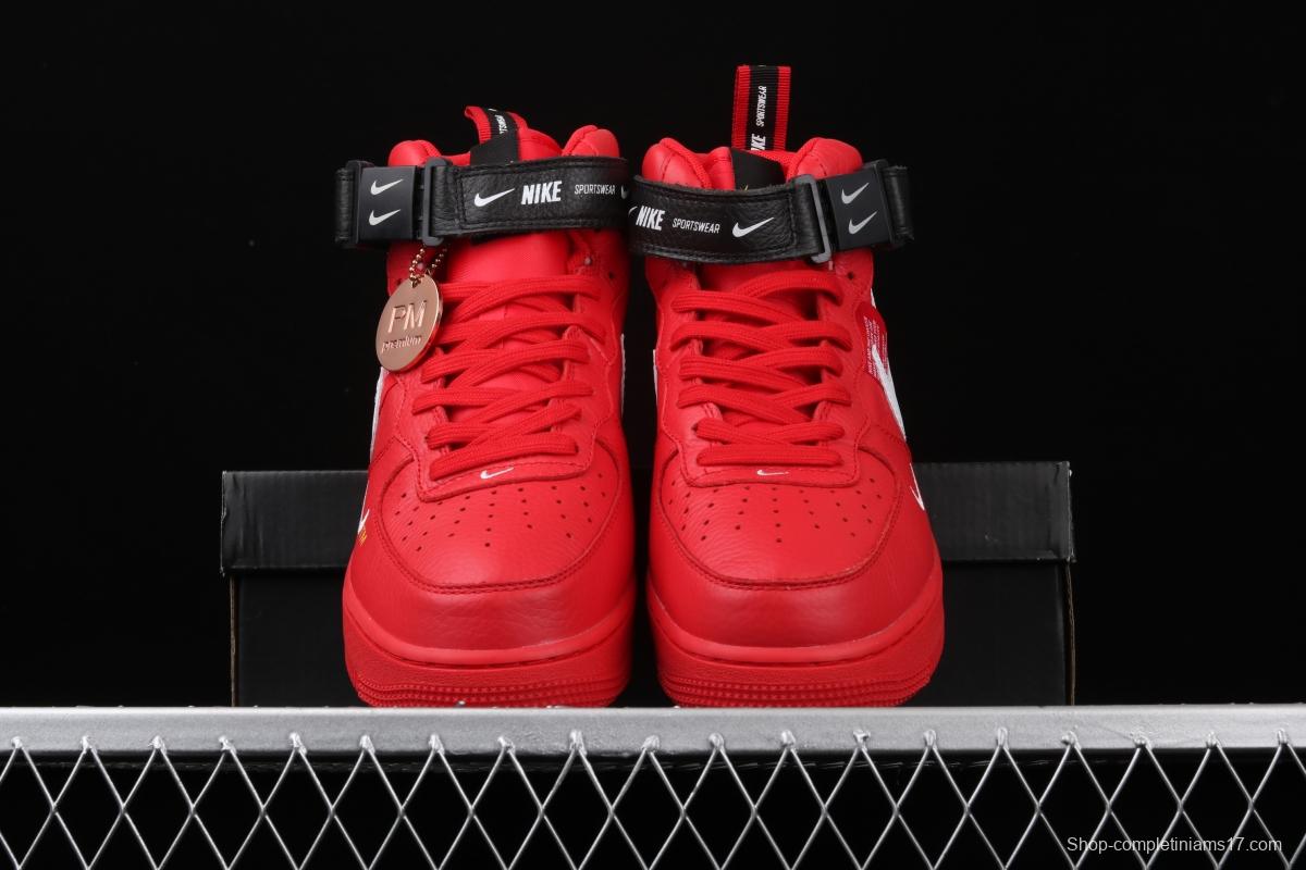 NIKE Air Force 1 Mid'07 Lv8 red and black OW letter casual board shoes 804609-605