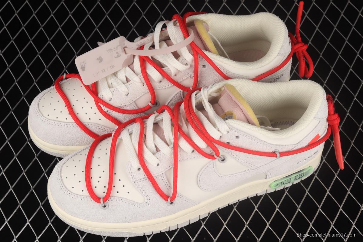 OFF-White x NIKE DUNK Low OW white gray leisure sports skateboard shoes DJ0950-118
