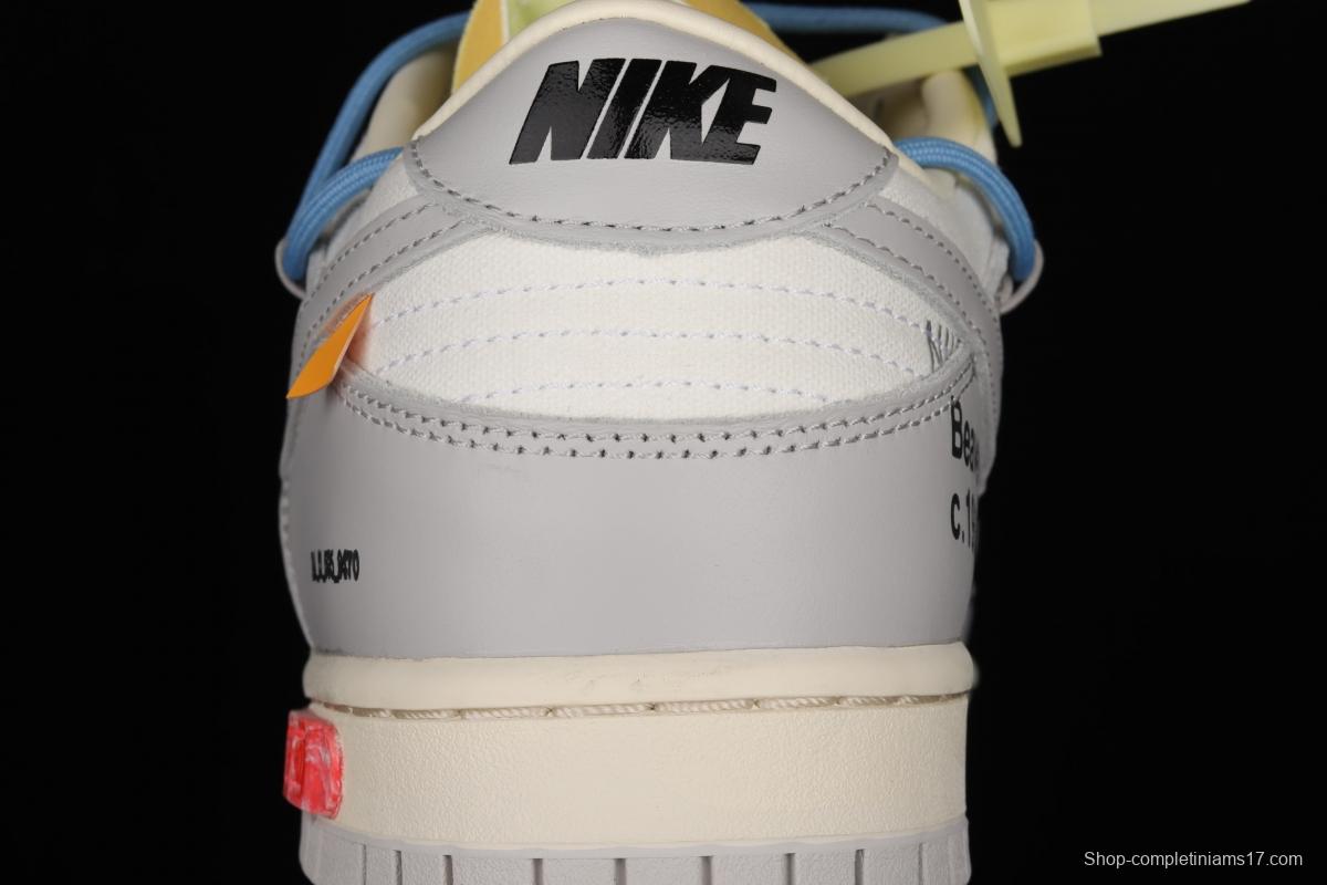 OFF-White x NIKE DUNK Low 04 of 50 OW white gray leisure sports skateboard shoes DM1602-113