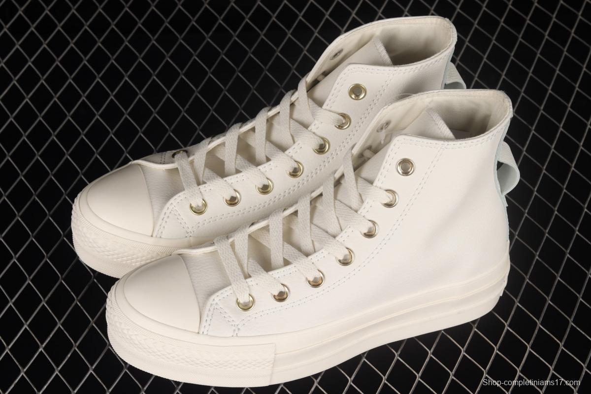 Converse Converse vanilla gold foil ice cream heightened thick soles and high upper canvas shoes 572574C