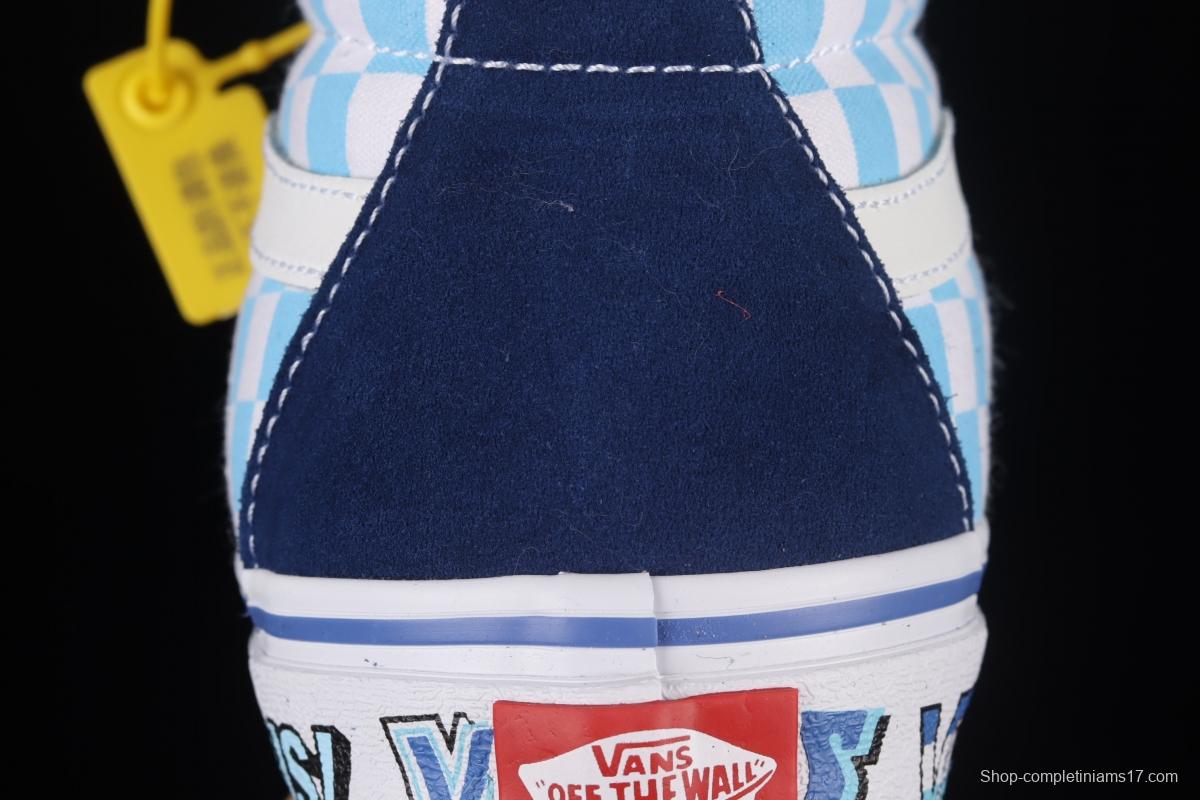 Vans SK8 Hi 38 DX Anaheim blue and white checkered high-top casual board shoes VN0A5KRIA5I