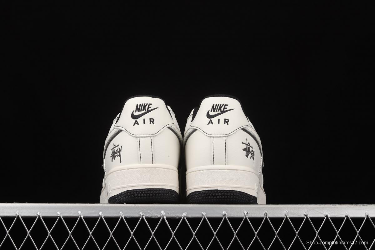 Stussy x NIKE Air Force 1 Low Stussi co-named rice black reflective low-top casual board shoes UN1635-702