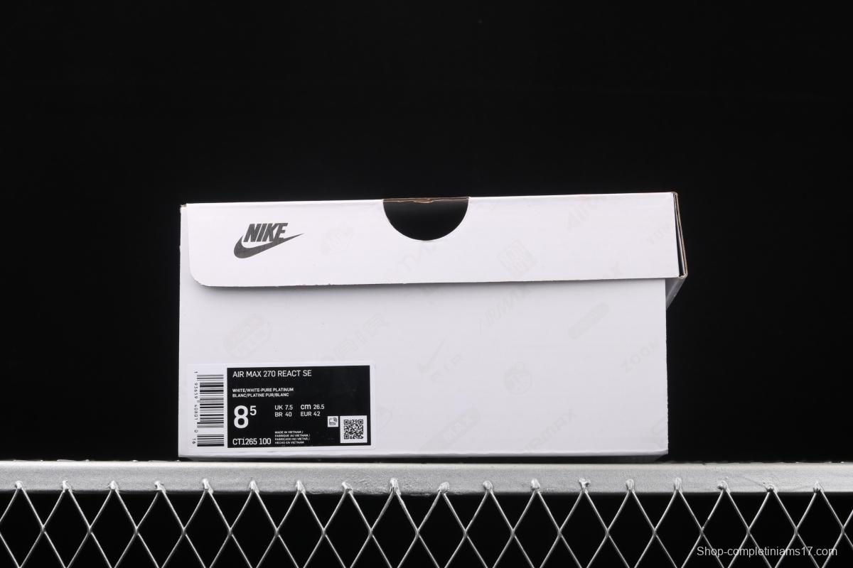 NIKE Air Max 270React new high-frequency mesh function half-palm air cushion cushioning running cloth shoes CT1265-100