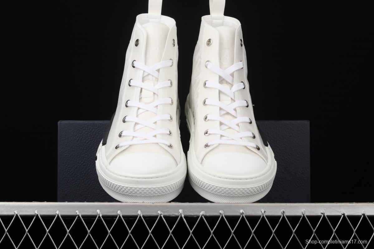 Authentic Dior B23 Oblique High Top Sneakers Dior CD ghosting high upper board shoes 3SH118YJR 063 White