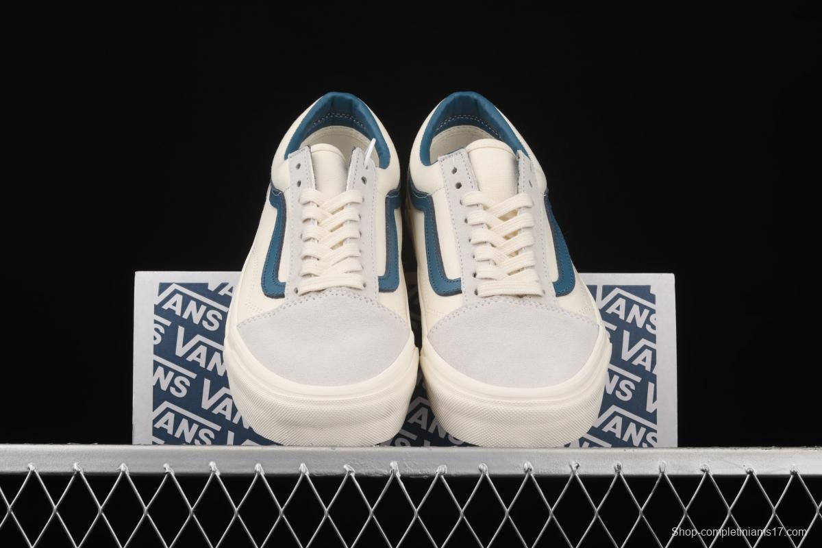 Vans Old Skool Lx white suede inner blue leather spliced canvas retro casual shoes VN0A38G1QKK