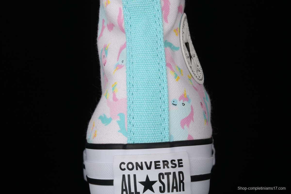 Converse Taylor Converse unicorn printed white high-top casual board shoes 669816C