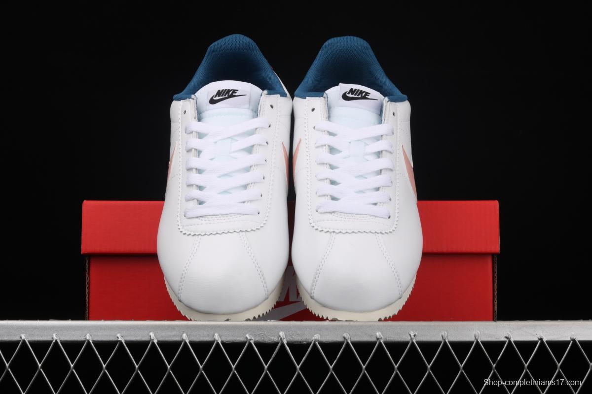 NIKE Classic Cortez Leather Forrest Gump fresh white powder matching leather running shoes 807471-114