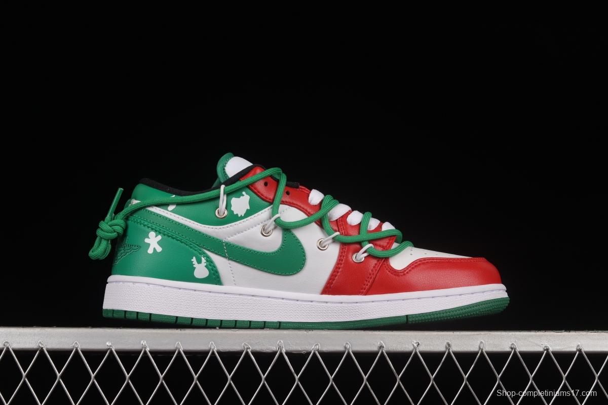 Air Jordan 1 Low Christmas Theme Custom Edition Sports Culture Basketball Shoes 553558-129