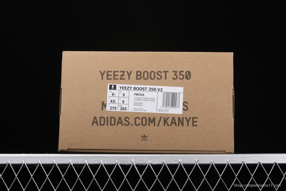 Adidas Yeezy 350 Boost V2 FW5318 Darth Coconut 350 second generation lemon star color match
