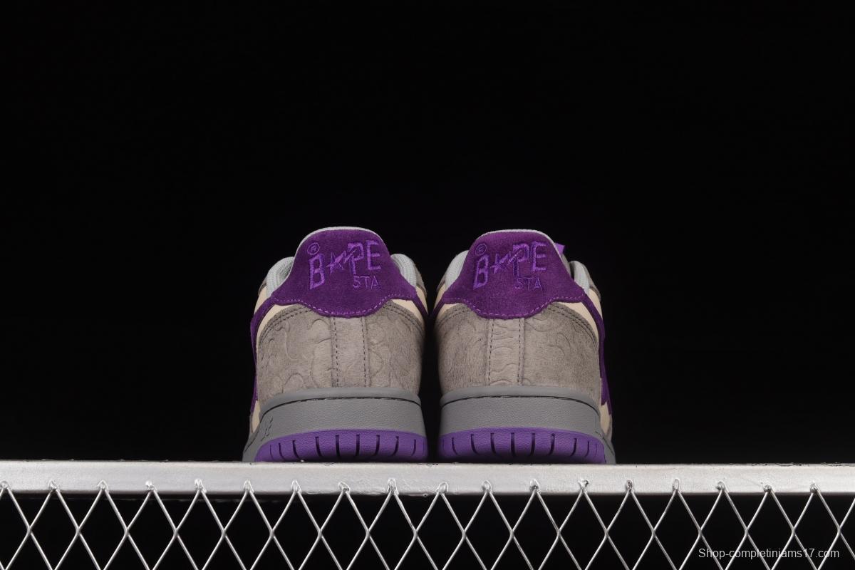 Human MAdidase Bape Sta Sk8 To Nigo trend godfather Nigo brand ape head classic skateboard shoes 1G801009I gray and purple leisure sports shoes