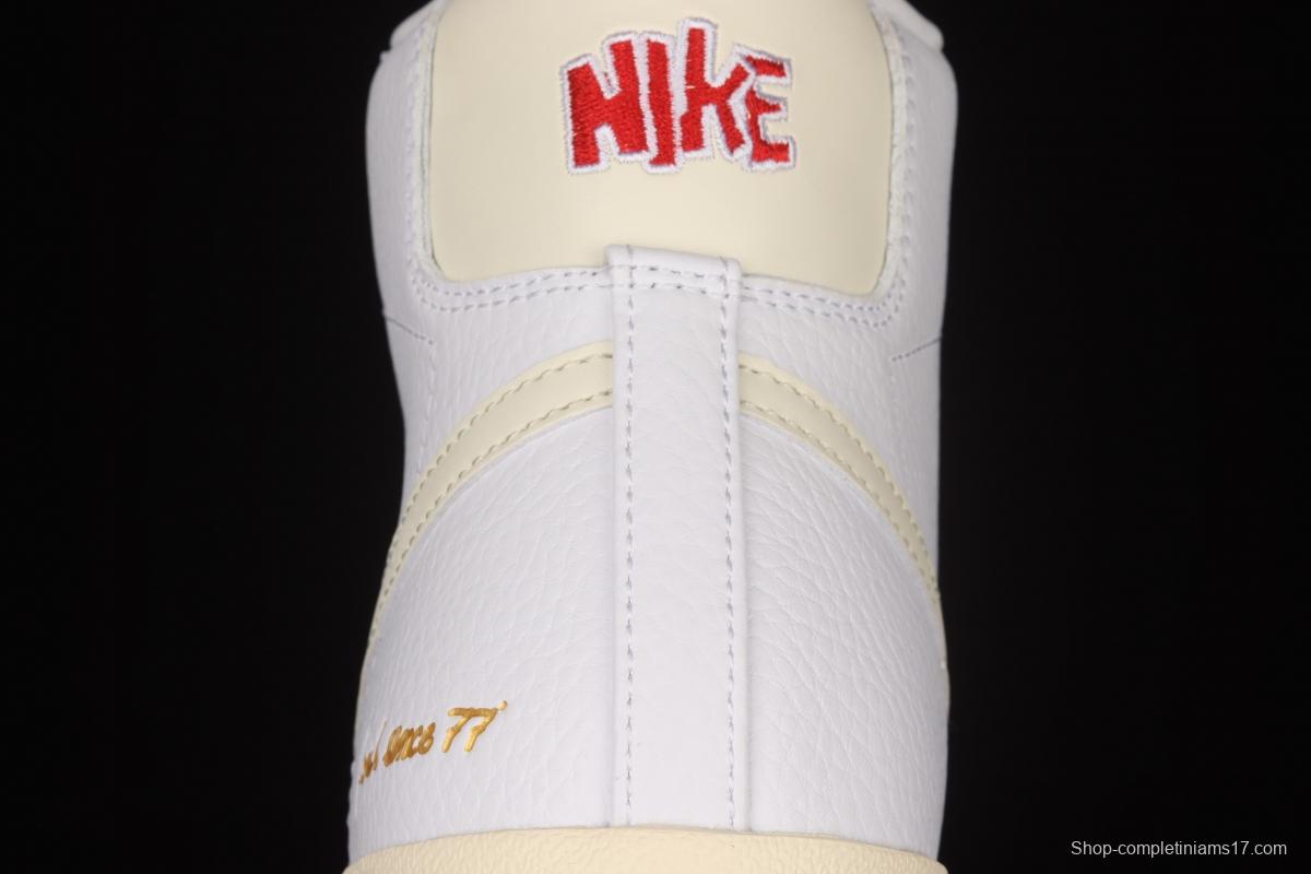 NIKE Blazer Mid'77 Vntg Emb Cream Yellow Trail Blazers high-top casual board shoes CW6421-100