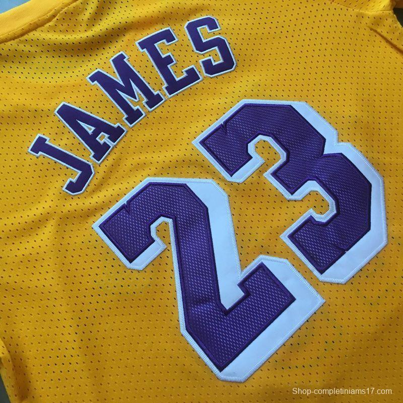 Men's LeBron James Yellow Retro Classic Team Short Sleeve Jersey