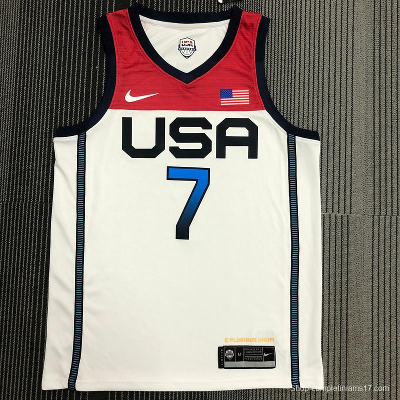 Thai Version Men's Kevin Durant White USA Basketball Player Jersey