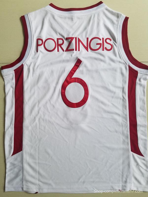 Kristaps Porzingis 6 Latvija White Basketball Jersey