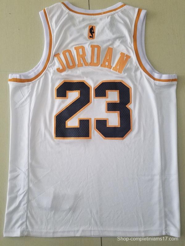 Michael Jordan 23 White Golden Edition Jersey