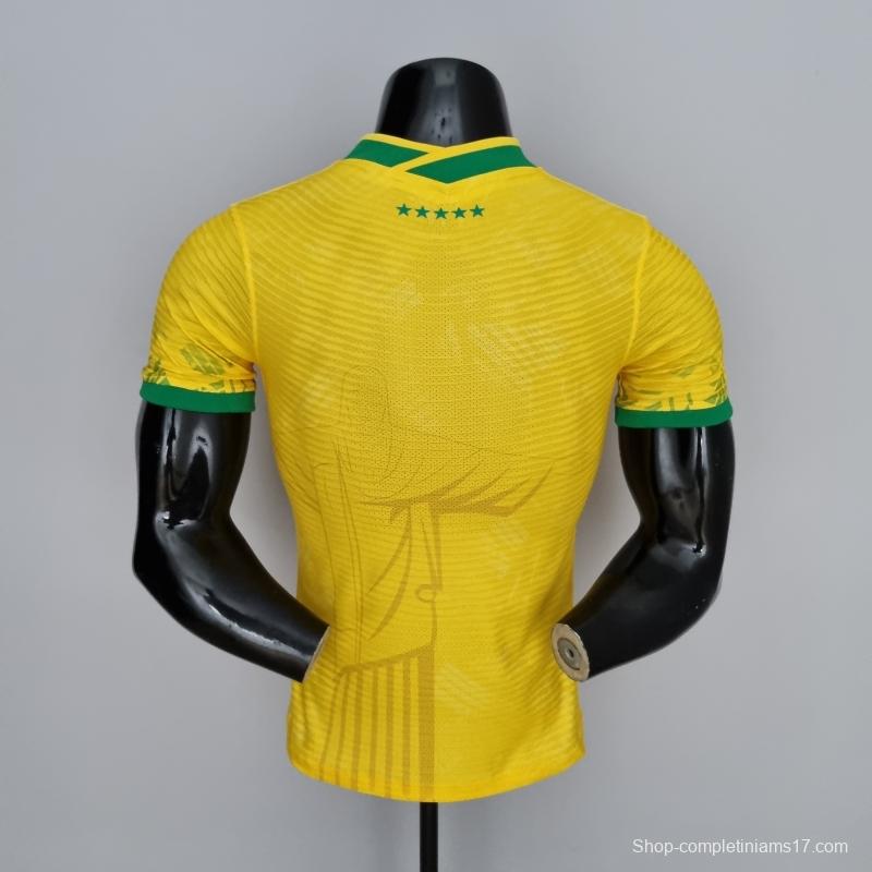 2022 Brazil Player Version Classic Yellow Soccer Jersey