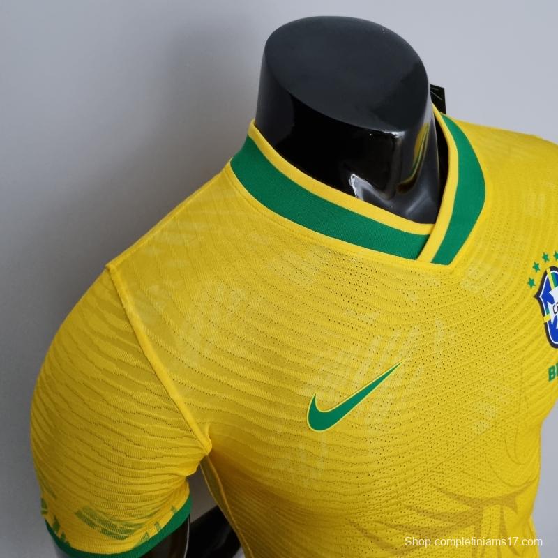 2022 Brazil Player Version Classic Yellow Soccer Jersey