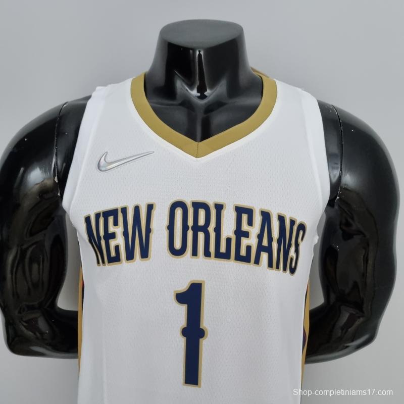 75th Anniversary New Orleans Pelicans Williamson#1 White NBA Jersey