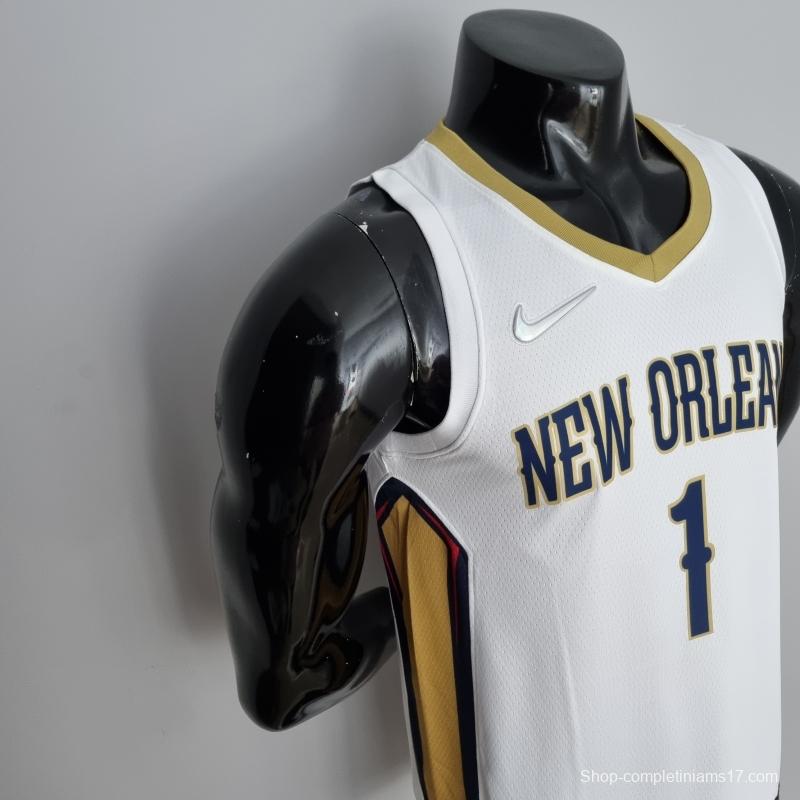 75th Anniversary New Orleans Pelicans Williamson#1 White NBA Jersey