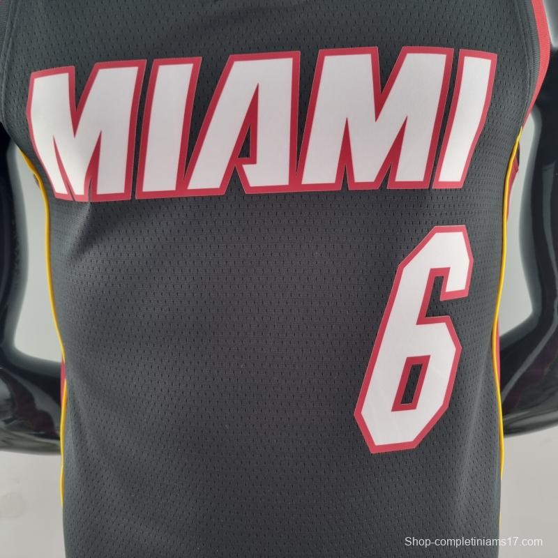 75th Anniversary Miami Heat JAMES #6 Black NBA Jersey