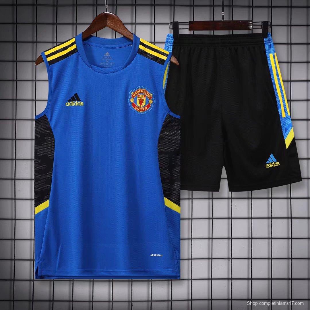 22/23 Manchester United Pre-Training Jersey Blue Vest