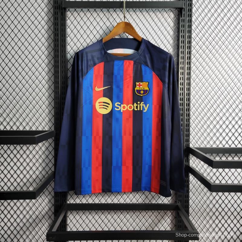 22/23 Long Sleeve Barcelona Home Soccer Jersey