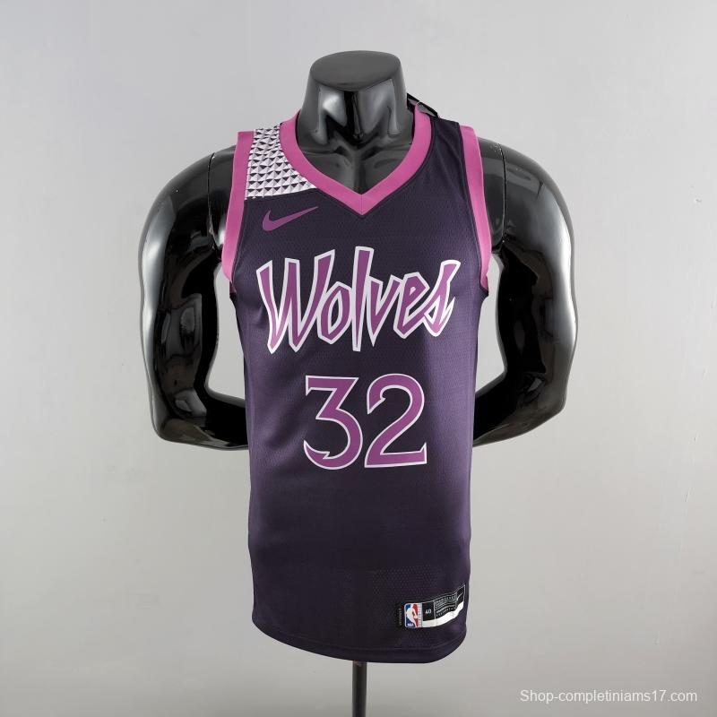 Minnesota Timberwolves TOWNS#32 Black And Purple NBA Jersey