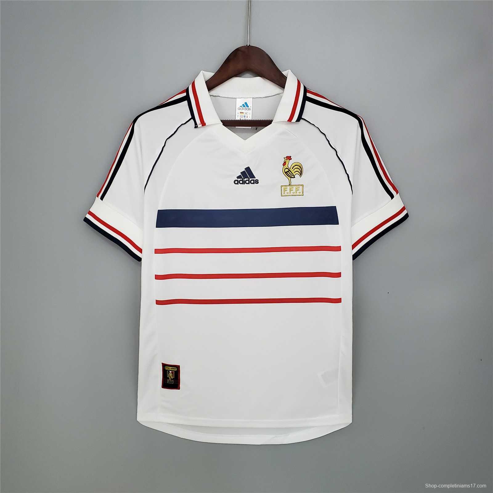 Retro 1998 France Away White Soccer Jersey