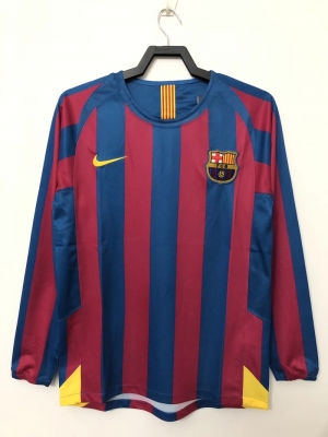 Retro 05/06 Barcelona Home Long Sleeve League Version Soccer Jersey