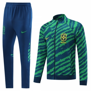 2022 Brazil Green Full Zipper Tracksuit