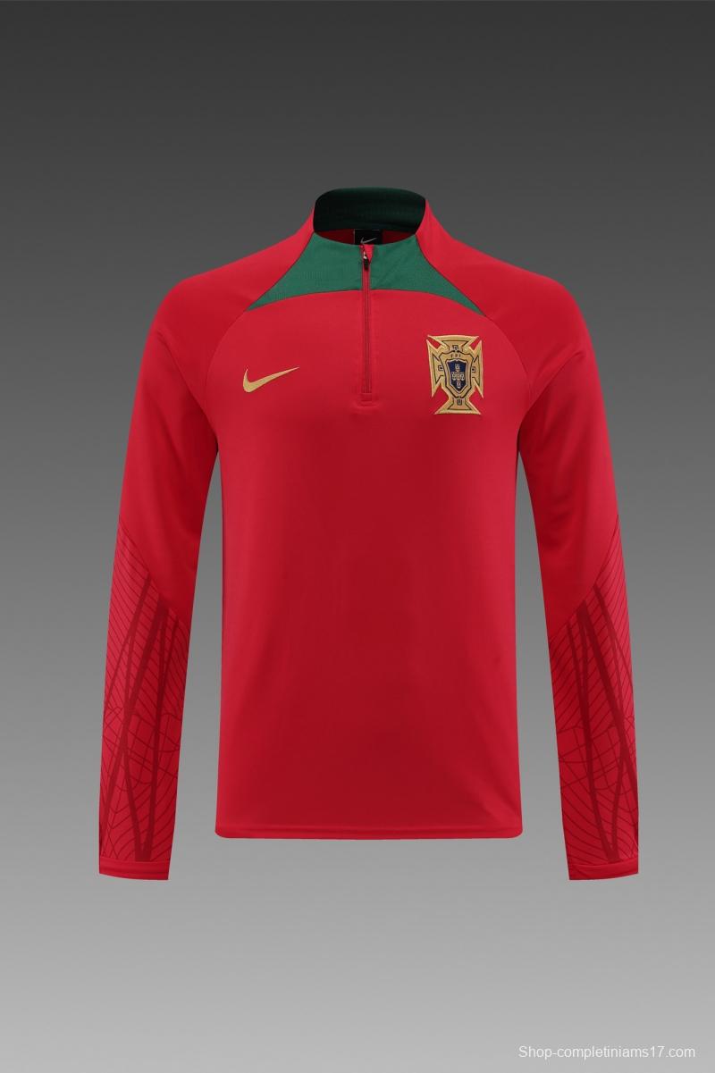 2022 Portugal Red Half Zipper Tracksuit