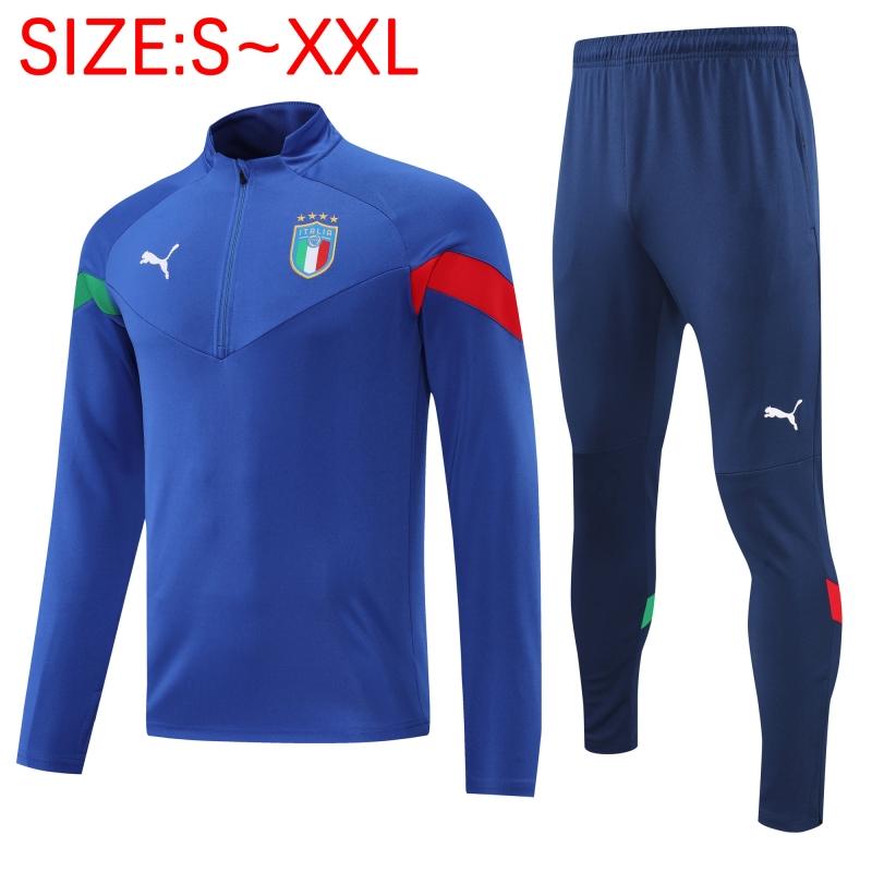 2022 Italy Blue Half Zipper Tracksuit