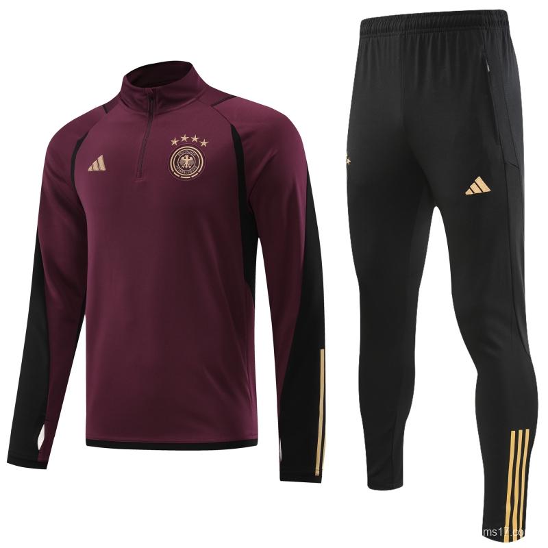 2022 Germany Wine Half Zipper Tracksuit