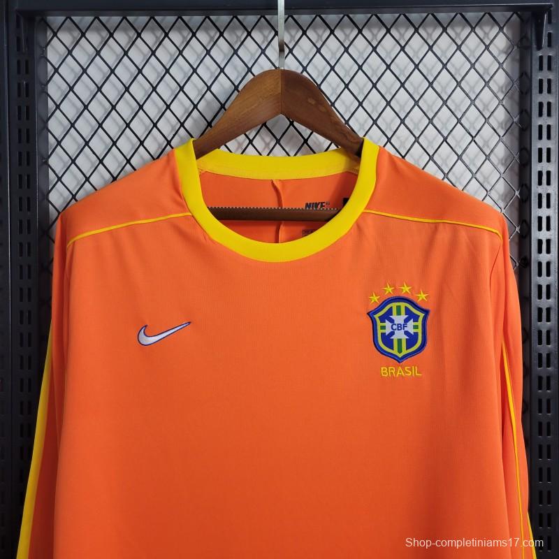 Retro Long Sleeve 1998 Brazil Goalkeeper Orange Jersey
