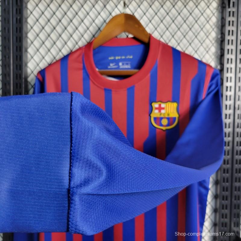 Retro Long Sleeve 11-12 Barcelona Home Soccer Jersey