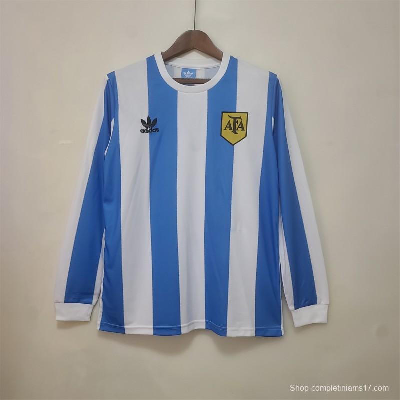 Retro 1978 Argentina Home Long Sleeve Jersey