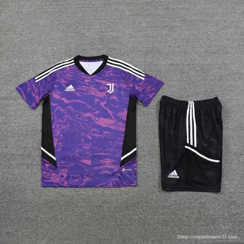 23-24 Juventus Purple Short Sleeve+Shorts