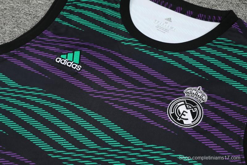 23-24 Real Madrid Stripe Pattern Vest Jersey+Shorts