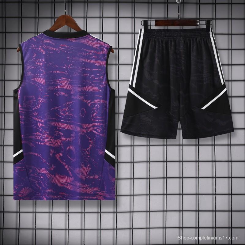 23-24 Juventus Purple Vest Jersey+Shorts